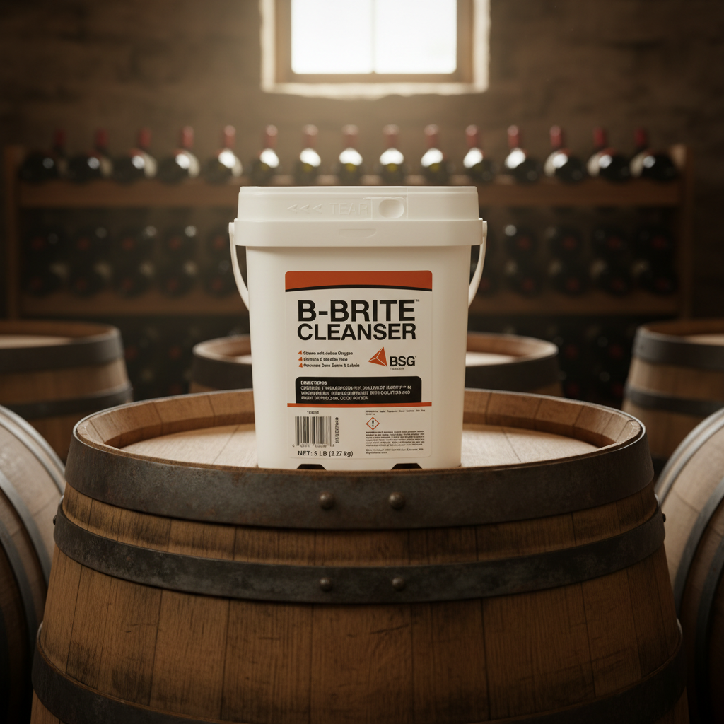 B-Brite Cleanser on Wine Barrel