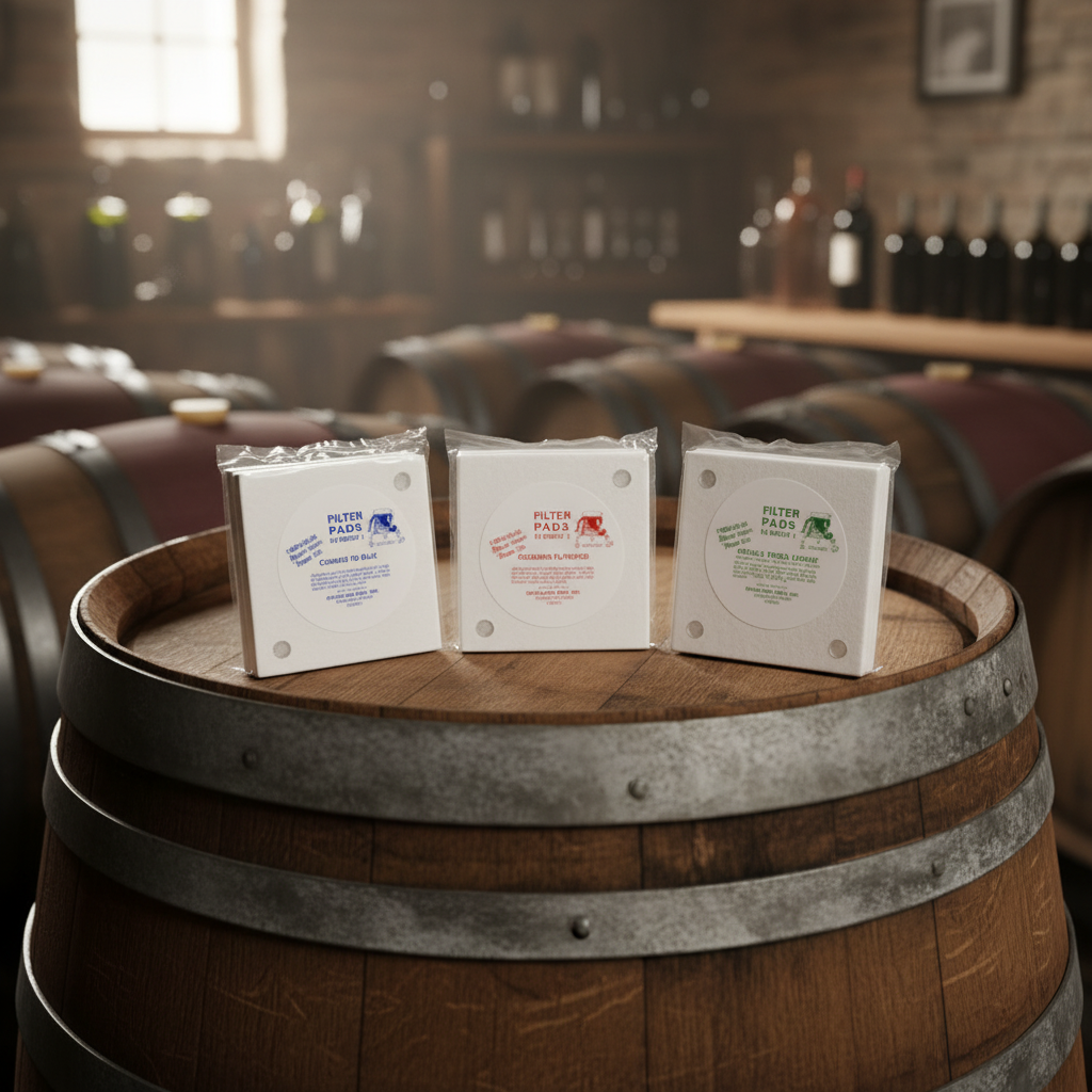 Buon Vino MiniJet Filter Pads on Wine Barrel