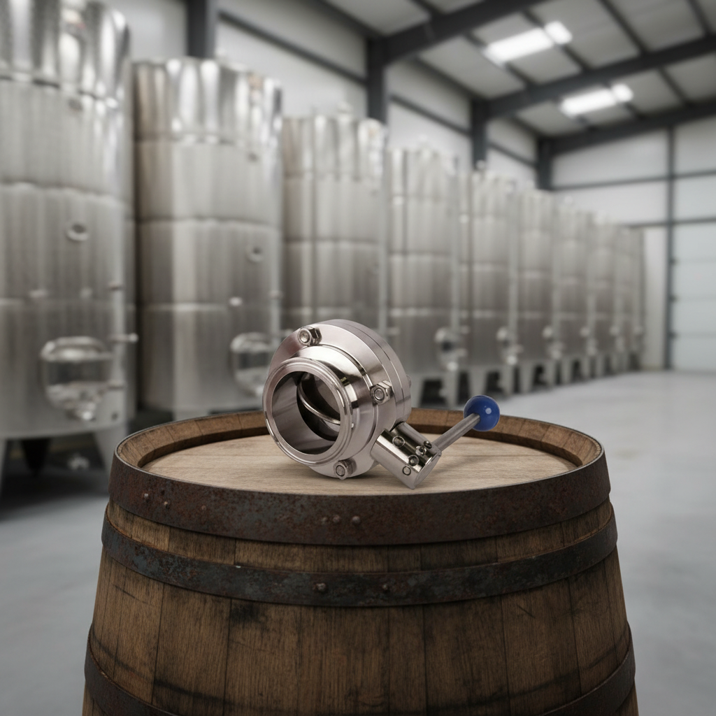 Butterfly Valve on Wine Barrel