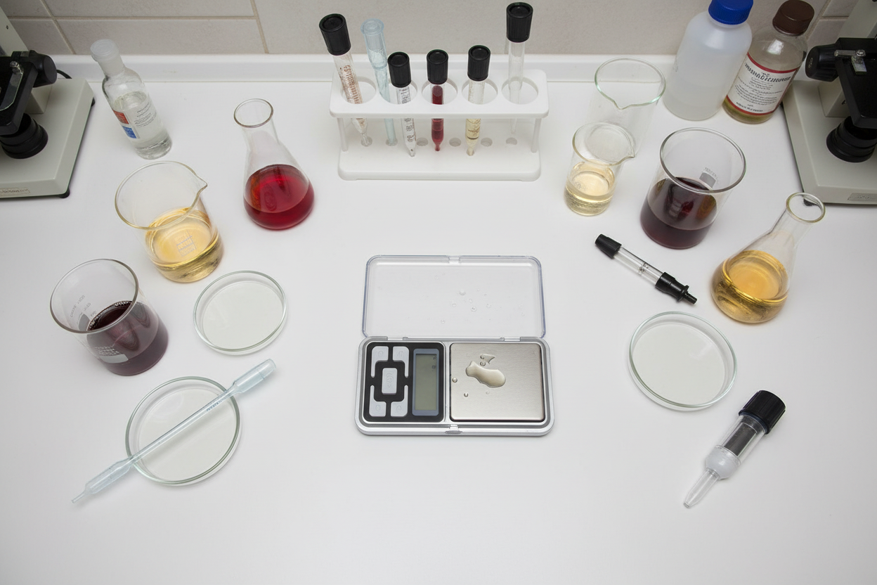 Digital Scale Top View in Wine Lab