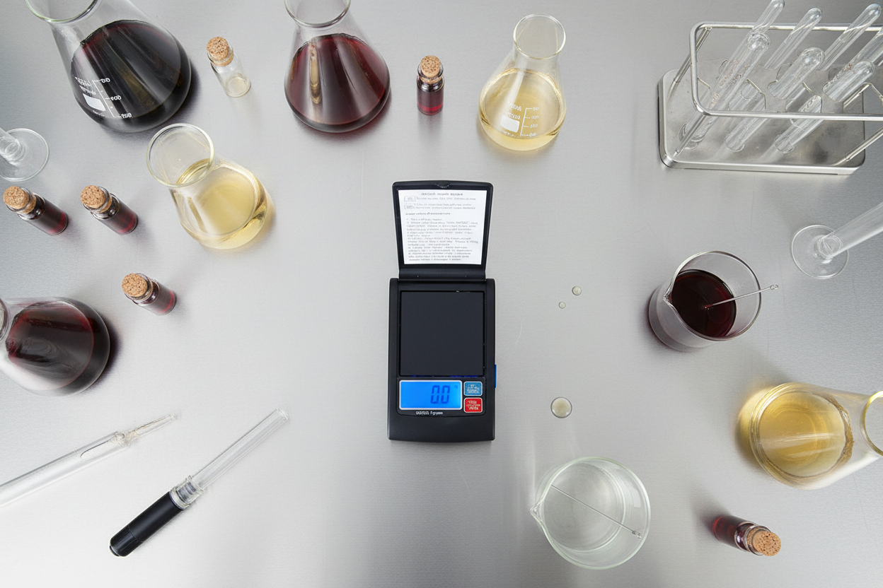Digital Scale Top View in Wine Lab