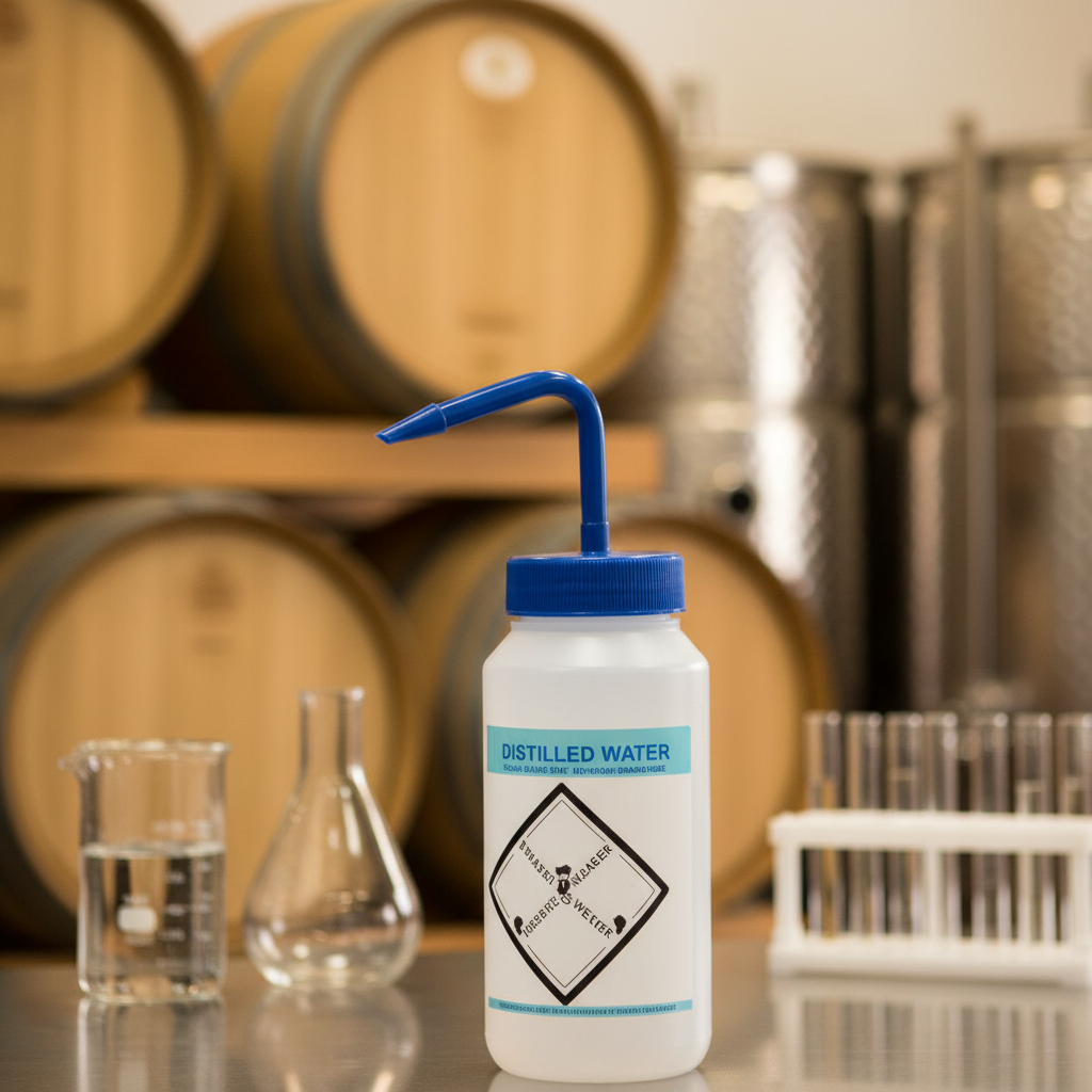 Distilled Water Bottle in Winemaking Lab
