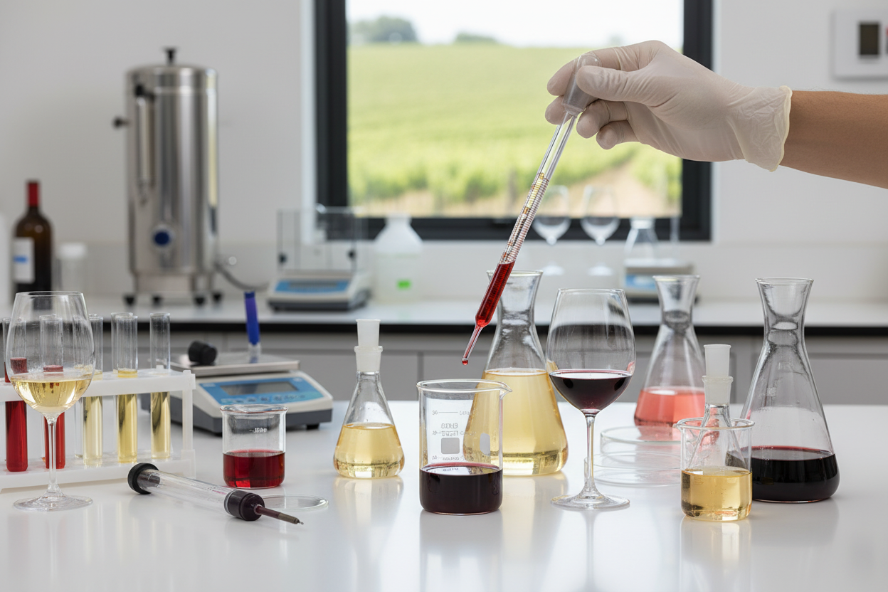 Pipette in Wine Lab Setting