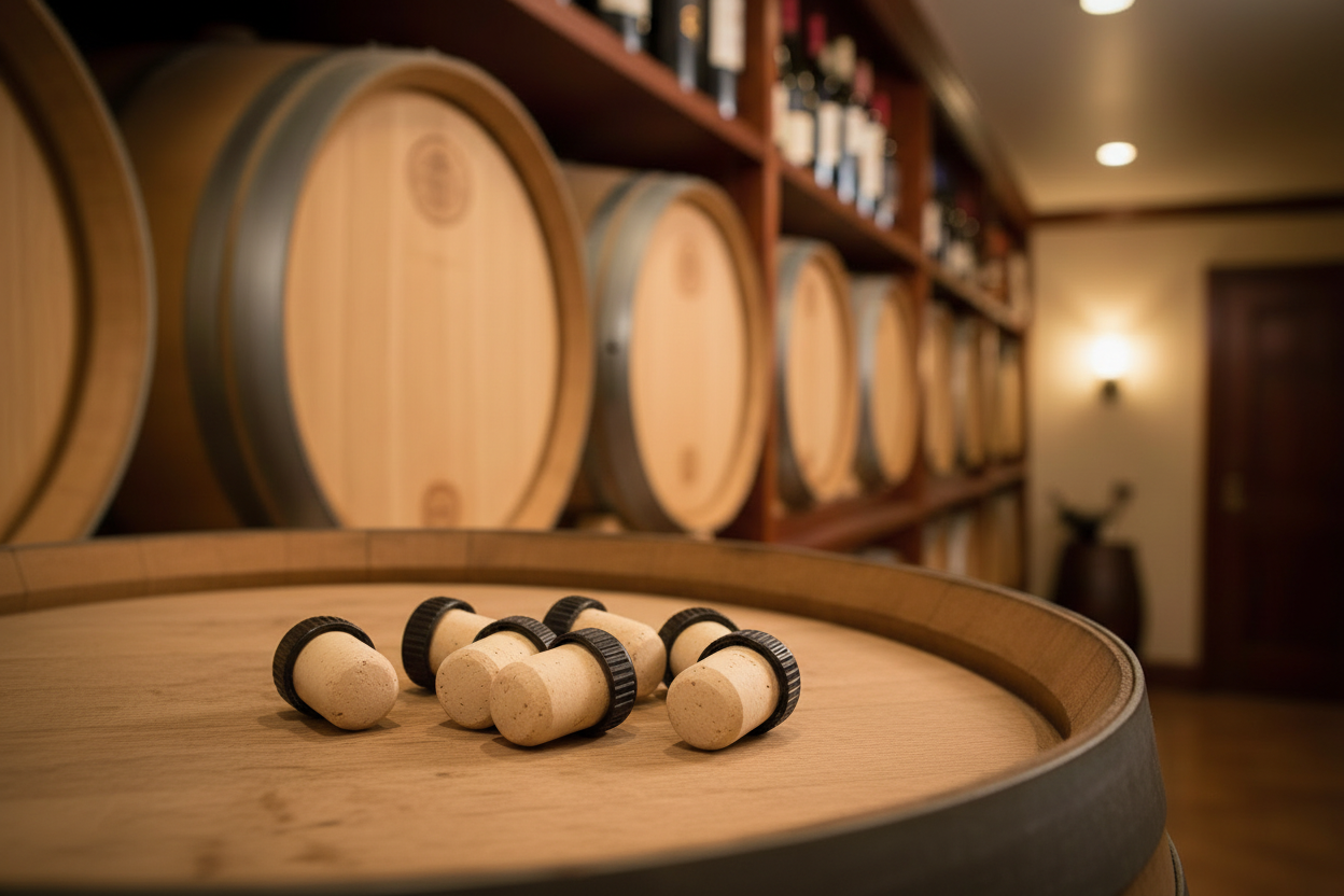 Tasting Corks on Barrel